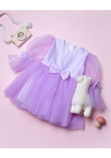 Kız Çocuk Özel Tasarım Tütü Detaylı Fiyonklu Özel Gün Elbisesi