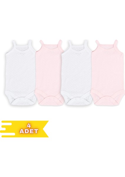 4'lü Ip Askılı Bebek Atlet Body Zıbın Pamuklu Çıtçıtlı Yenidoğan Çocuk 0-36 Ay, Esnek Kalıp