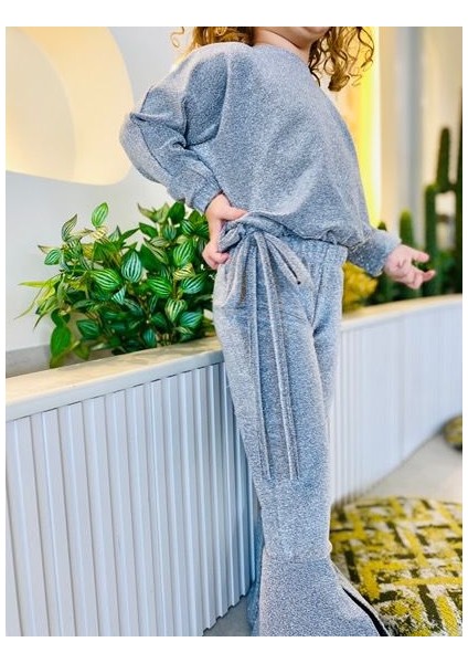 Kız Çocuk Ispanyol Paça Özel Gün Alt - Üst Takım Simli fiyatları