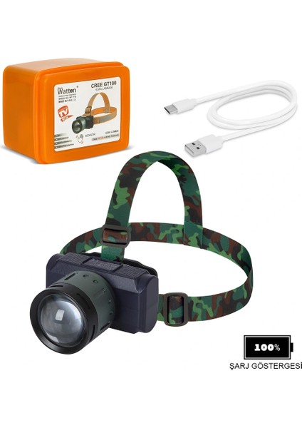 4200 Lümen Şarjlı Sensörlü Göstergeli Kafa Lambası WT-719 - Lisinya