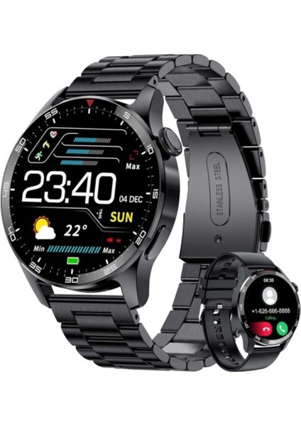 Şık Siyah Akıllı Saat Erkekler Için Nfc Gps Uyumlu Çok Fonksiyonlu