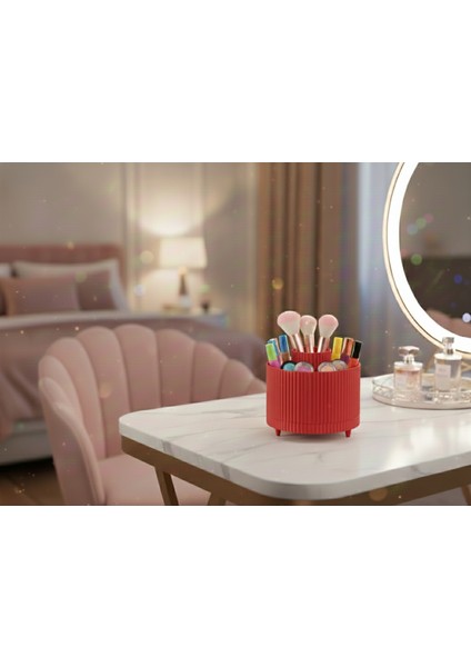 Nova Serisi Organik Formlu Premium Makyaj ve Kozmetik Organizeri – Doğal Doku, Modern Tasarım (14X14 Cm) fırsatları