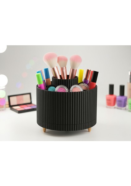 Nova Serisi Organik Formlu Premium Makyaj ve Kozmetik Organizeri – Doğal Doku, Modern Tasarım (14X14 Cm) modelleri