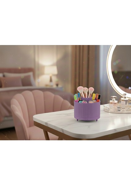 Nova Serisi Organik Formlu Premium Makyaj ve Kozmetik Organizeri – Doğal Doku, Modern Tasarım (14X14 Cm) indirimleri