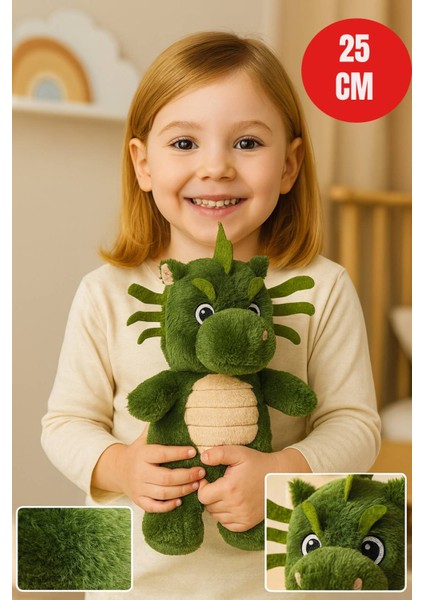 Yeşil Ejderha Peluş Oyuncak – 25 cm Sevimli Yumuşak Dolgulu Çocuk Oyuncağı & Hediye