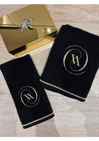 V Harf Siyah Havlu 2'li fiyatları