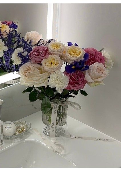 Ayaklı Cam Sütun Vazo Şeffaf 18 cm