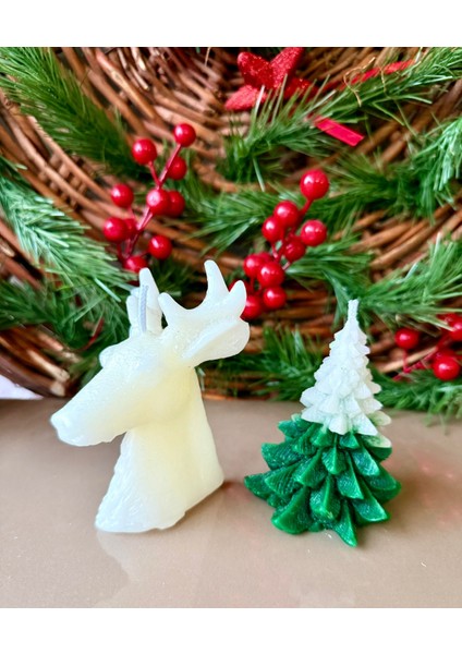 Geyik ve Çam Ağaç Modelli Mum Set fiyatları