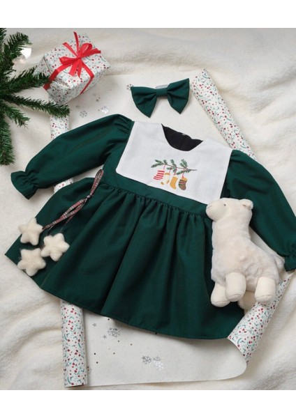 Kız Çocuk Özel Tasarım Nakış Işleme Yaka Detaylı Elbise fiyatları