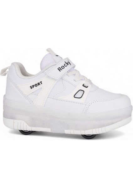 Patenli Cırtlı Işıklı Spor Ayakkabısı 4 Tekerlekli Paten –ışıkları On/off Tuşlu