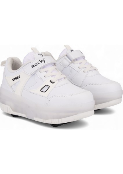 Patenli Cırtlı Işıklı Spor Ayakkabısı 4 Tekerlekli Paten –ışıkları On/off Tuşlu