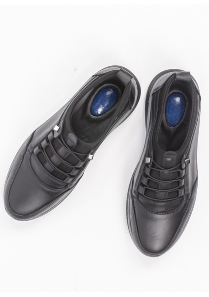 Erkek Hakiki Deri Ortopedik Jel Tabanlı Rahat Siyah Günlük Ayakkabı – Spor Tasarım indirimleri