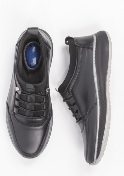 Erkek Hakiki Deri Ortopedik Jel Tabanlı Rahat Siyah Günlük Ayakkabı – Spor Tasarım