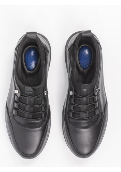Erkek Hakiki Deri Ortopedik Jel Tabanlı Rahat Siyah Günlük Ayakkabı – Spor Tasarım