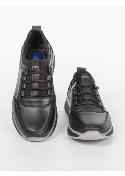Erkek Hakiki Deri Ortopedik Jel Tabanlı Rahat Siyah Günlük Ayakkabı – Spor Tasarım