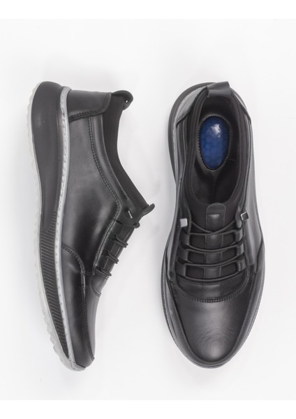 Erkek Hakiki Deri Ortopedik Jel Tabanlı Rahat Siyah Günlük Ayakkabı – Spor Tasarım