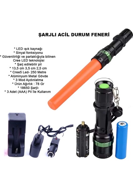 Sinyalli Acil Durum El Feneri Cree5 WT-262