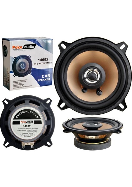 Oto Hoparlör 200W 13CM Tweeterli 1 Adet Poke PK-14692