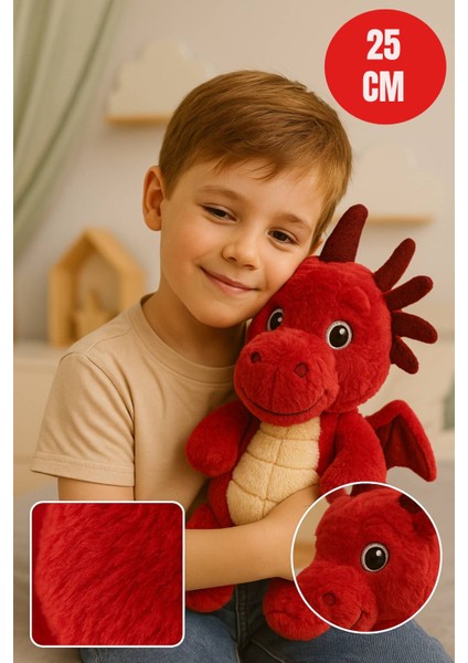 Kiremit Ejderha Peluş Oyuncak – 25 cm Sevimli Yumuşak Dolgulu Çocuk Oyuncağı & Hediye