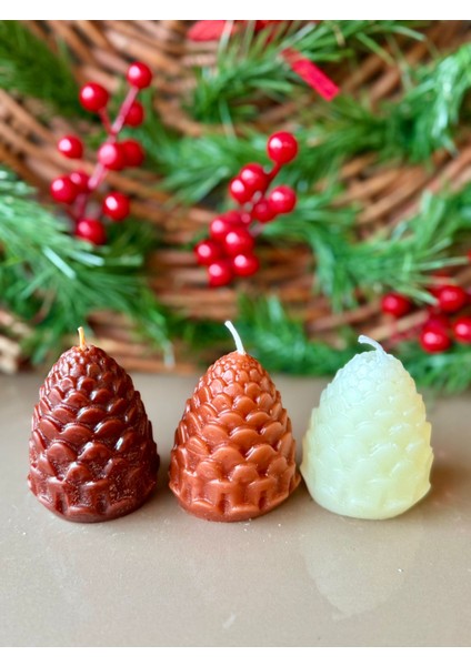 Yılbaşına Özel 3'lü Kozalak Mum fiyatları