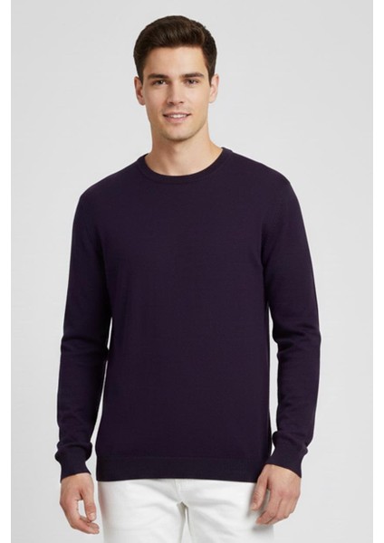 Mor Bisiklet Yaka Triko Kazak