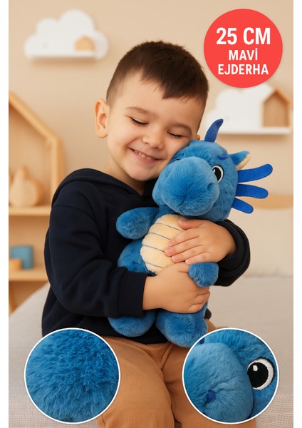 Mavi Ejderha Peluş Oyuncak – Yumuşak Dolgulu Sevimli Peluş Ejderha 28 cm Çocuk Oyuncak
