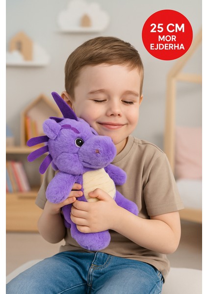 Mor Ejderha Peluş Oyuncak – Yumuşak Dolgulu Sevimli Peluş Ejderha 28 cm Çocuk Oyuncak