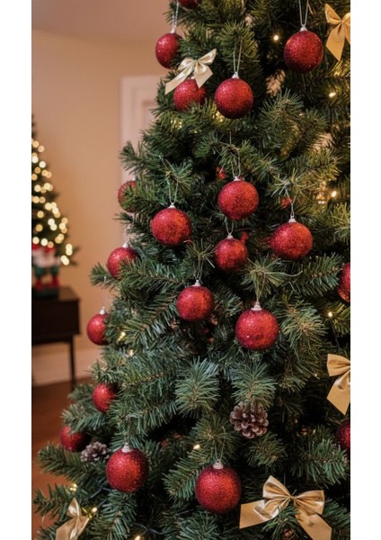 6’lı Simli Kırmızı Yılbaşı Ağacı Topu – 6 cm fiyatları