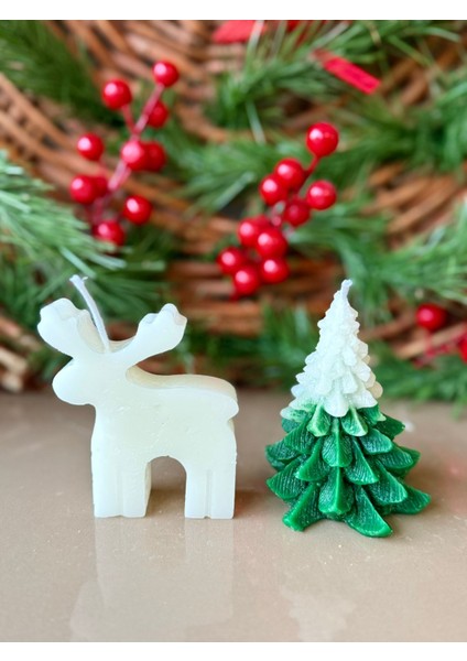 Süslemeli Yılbaşına Özel 2'li Mum Seti