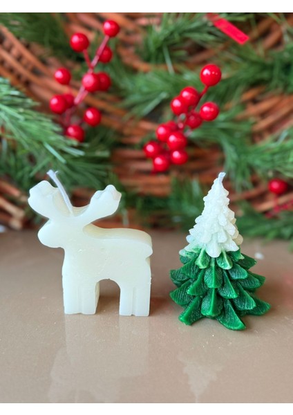 Süslemeli Yılbaşına Özel 2'li Mum Seti fiyatları