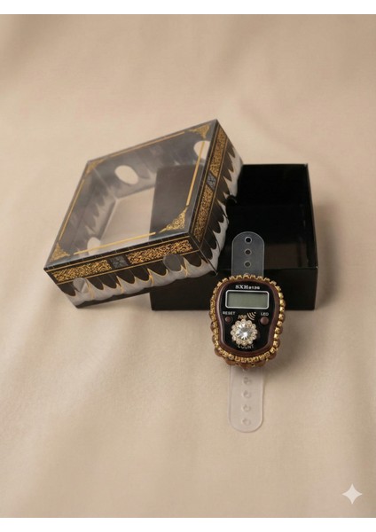 Hediyelik (Mevlid Çeyizlik Hac Umre) Sesli LED Işıklı Kutulu Taşlı Süslü Zikirmatik - 5 Adet