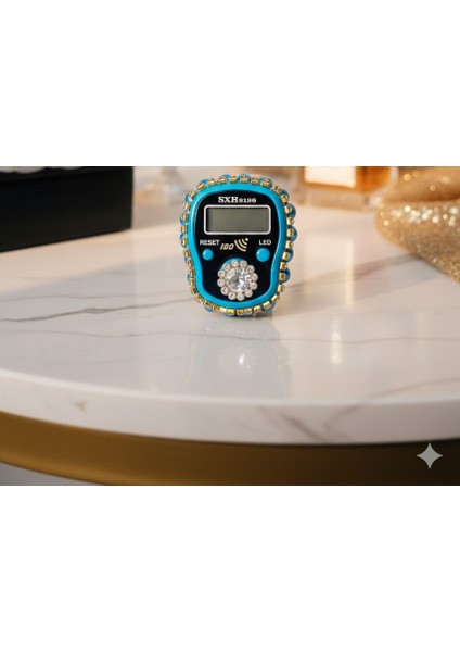 Hediyelik (Mevlid Çeyizlik Hac Umre) Sesli LED Işıklı Kutulu Taşlı Süslü Zikirmatik - 5 Adet