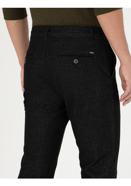 Erkek Siyah Slim Fit Kanvas Pantolon 50278130-VR046