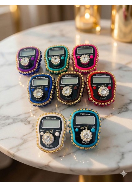 Hediyelik (Mevlid Çeyizlik Hac Umre) Sesli LED Işıklı Kutulu Taşlı Süslü Zikirmatik - 40 Adet