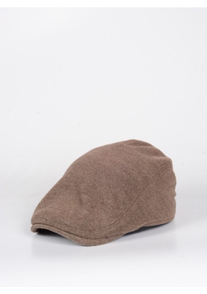 Kışlık Kaşe Şapka Yün Düz Renk Spor London Kasket -Açık Kahverengi