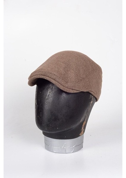 Kışlık Kaşe Şapka Yün Düz Renk Spor London Kasket -Açık Kahverengi modelleri