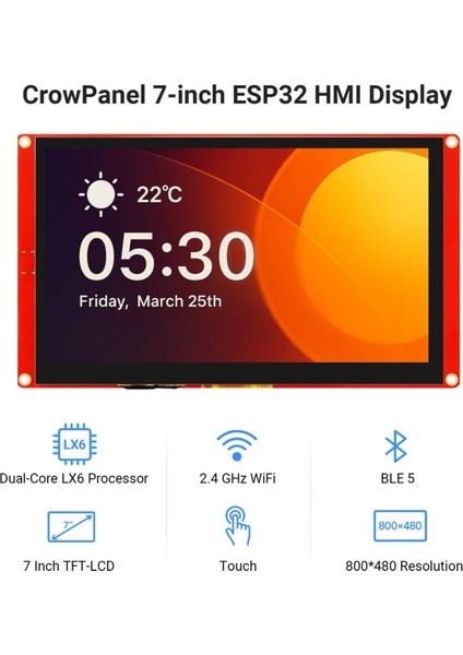 Crowpanel Basic 7-Inch Hmı Tft ESP32-S3 Programlanabilir Çerçevesiz Dokunmatik Ekran fırsatları