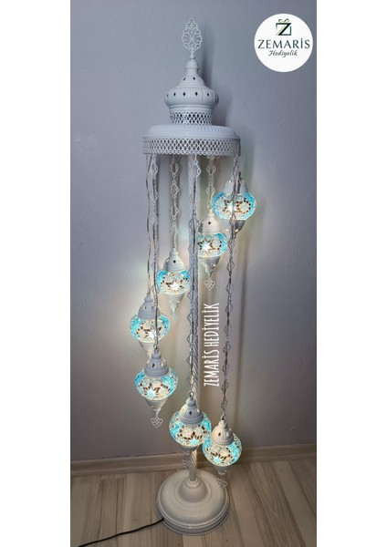 El Yapımı Otantik Mozaik Beyaz Lambader 7 Li modelleri