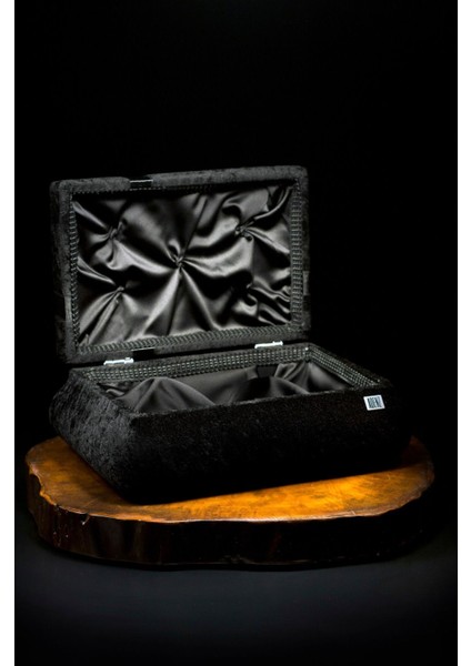 Damat Bohçası 4'lü Set - 3 Kutu 1 Kadife Kaplı Ahşap Sandık - Çeyiz Nişan