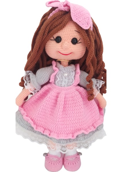 El Yapımı Pembe Elbiseli Dantel Çoraplı Kız