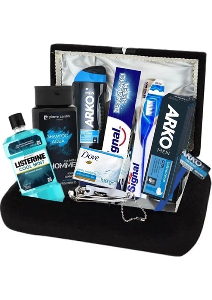 Erkek Bakım Seti Güzellik Paketim Içi Saten Damat Sandığı Çeyiz Bohça Seti GP8787