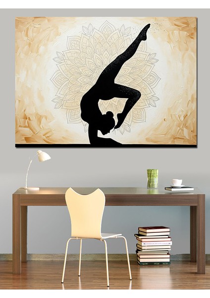 Yoga Pozlu Kadın Silüeti Çizimi Dekoratif Kanvas - Mdf Ahşap Tablo fiyatları
