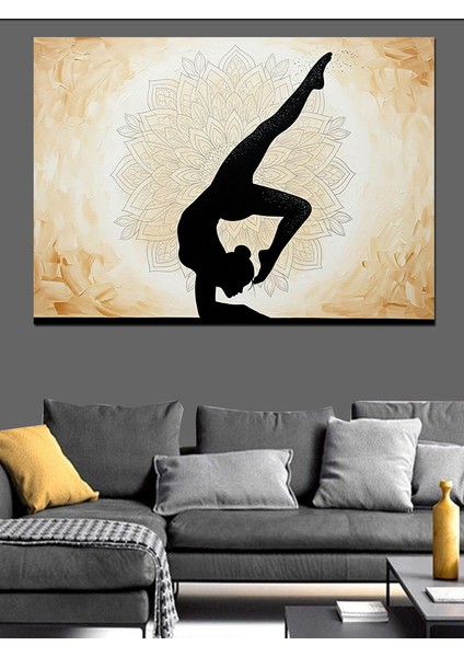 Yoga Pozlu Kadın Silüeti Çizimi Dekoratif Kanvas - Mdf Ahşap Tablo modelleri