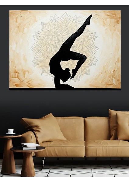 Yoga Pozlu Kadın Silüeti Çizimi Dekoratif Kanvas - Mdf Ahşap Tablo fırsatları