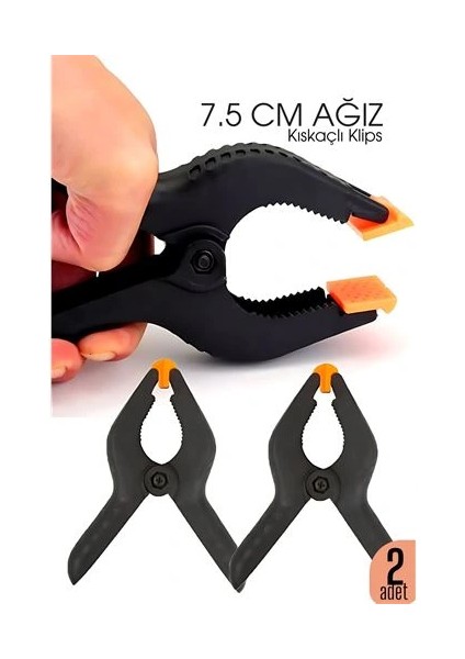 Bfs Kıskaç Klips Yaylı Işken Ce Plastik Kelepçe Güçlü Mafsallı Çene 6 Inç 7,5 cm Ağız