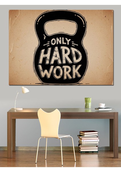 Halter "hard Work" Yazısı Dekoratif Kanvas - Mdf Ahşap Tablo