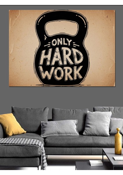 Halter "hard Work" Yazısı Dekoratif Kanvas - Mdf Ahşap Tablo fiyatları