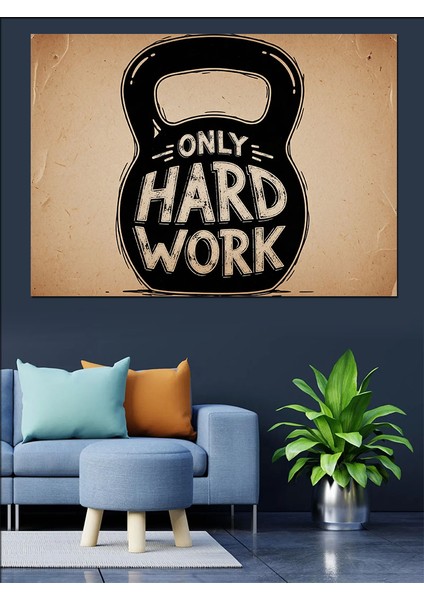 Halter "hard Work" Yazısı Dekoratif Kanvas - Mdf Ahşap Tablo fırsatları
