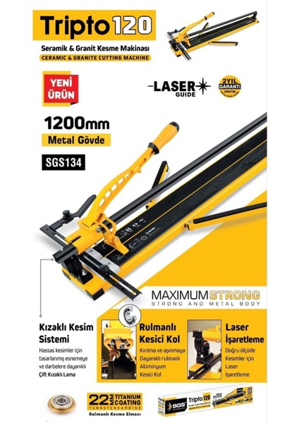 TRIPTO120 Seramik ve Granit Fayans Kesme Makinesi 120CM, Lazerli ve Rulmanlı fiyatları