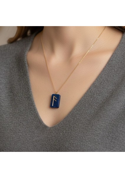 Mavi Yeşil Fehu Reçine Rune Kolye Ucu – El Yapımı Viking Sembolü Takı – Koruyucu Spiritüel Amulet modelleri